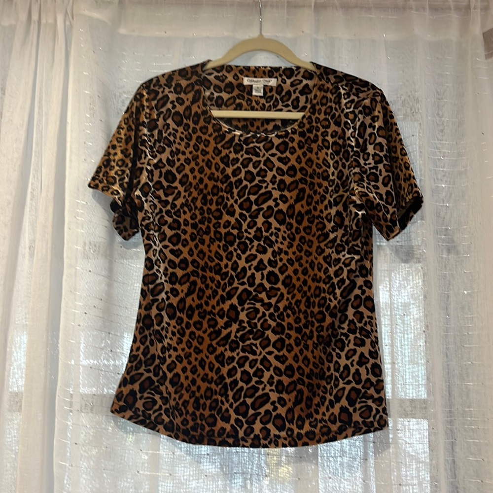 Coldwater creek, leopard print ladies shirt medium size